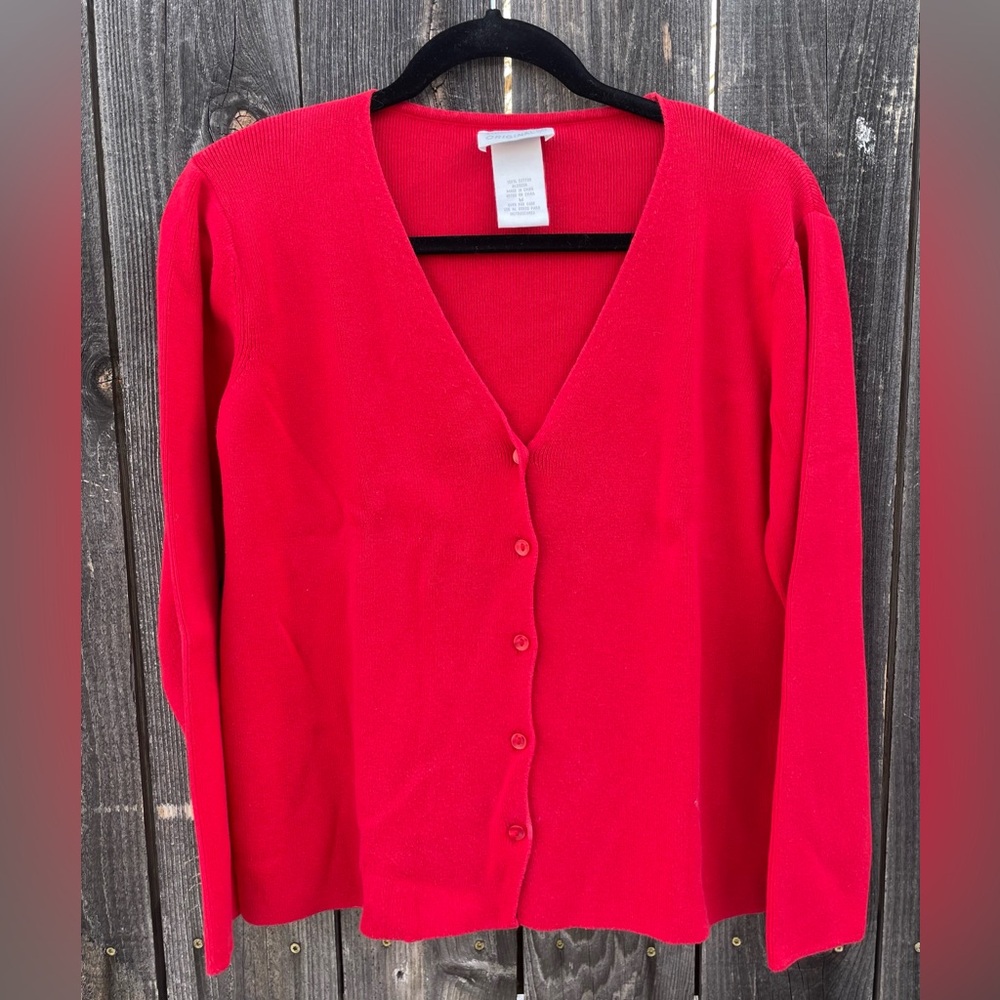 Designers Originals Bold Red Women’s Button Up Cardigan. 
Size M
